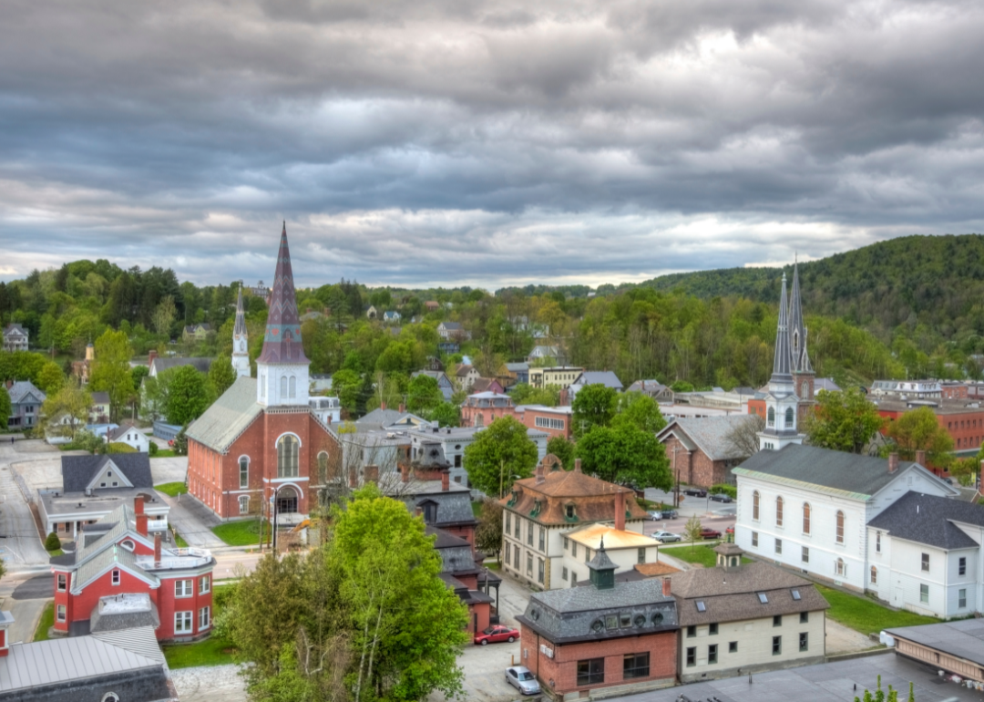A view from above of Montpelier, Vermont.