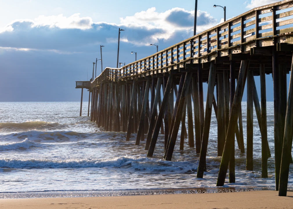A wooden pier at Virginia Beach, Virginia.