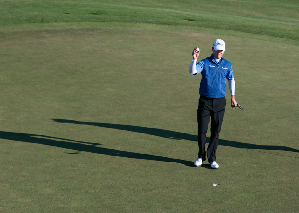 Zach Johnson of the United States celebrates winning the Masters Golf Tournament at Augusta National Golf Club in April 2007.