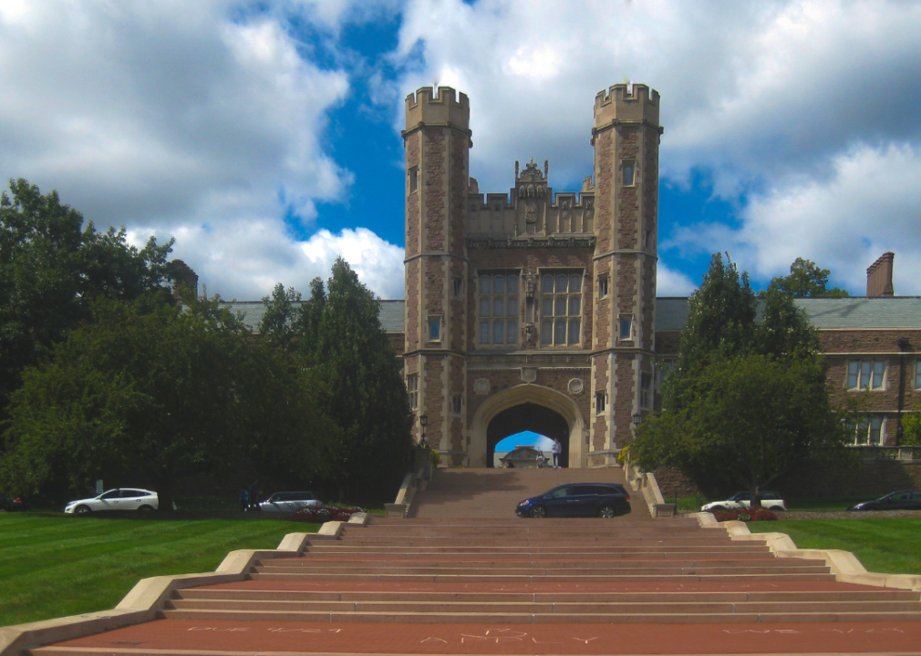 #14. Washington University in St. Louis A historic stone building.