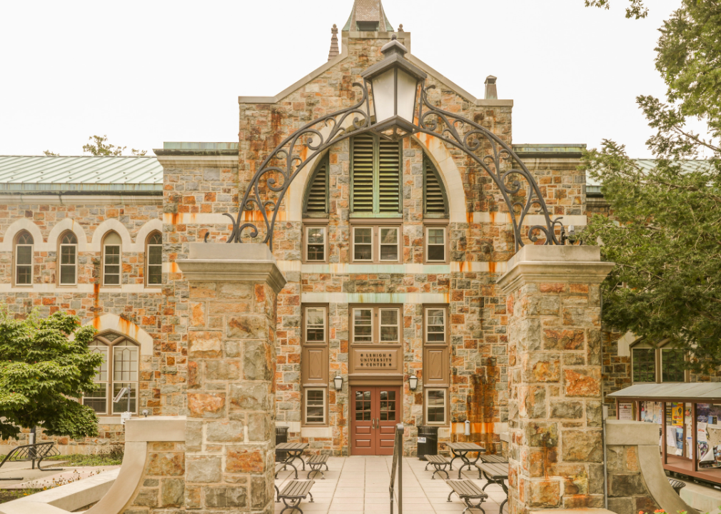 #27. Lehigh University A stone building at Lehigh University.