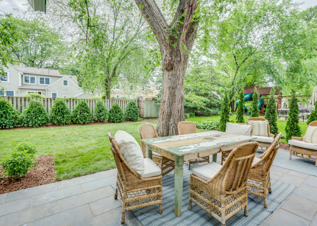 A backyard table and chairs.