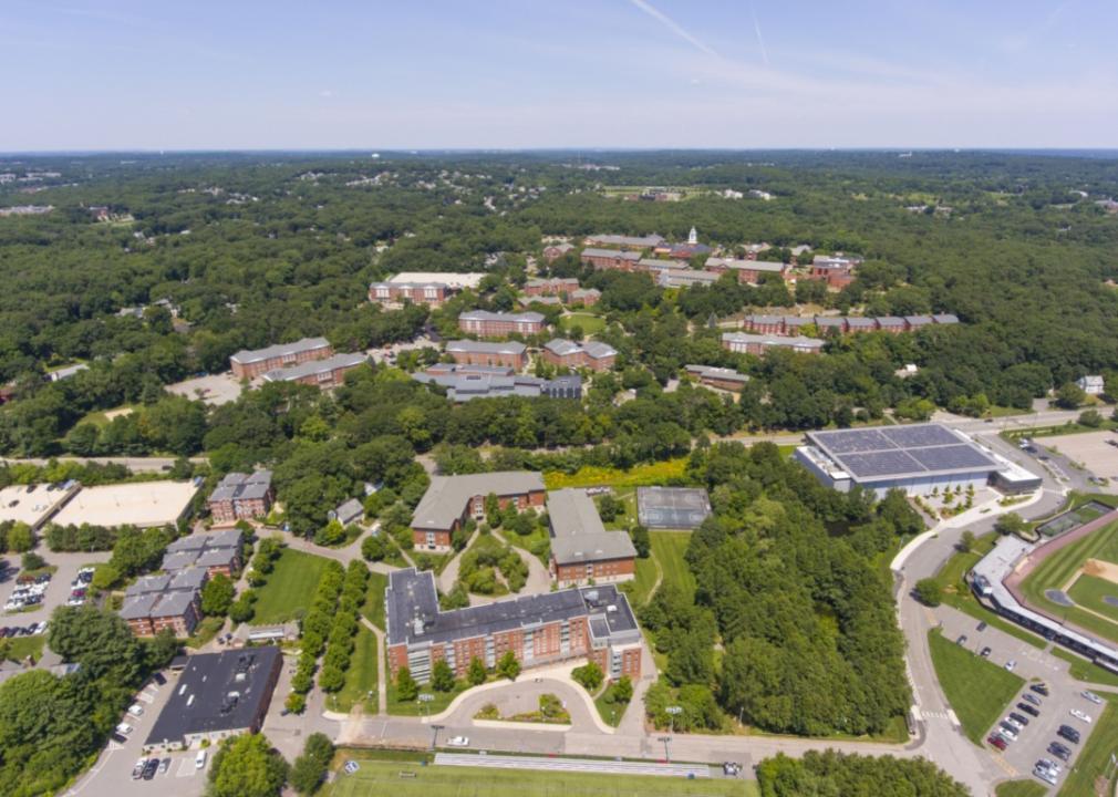 #13. Bentley University An aerial view of Bentley University.