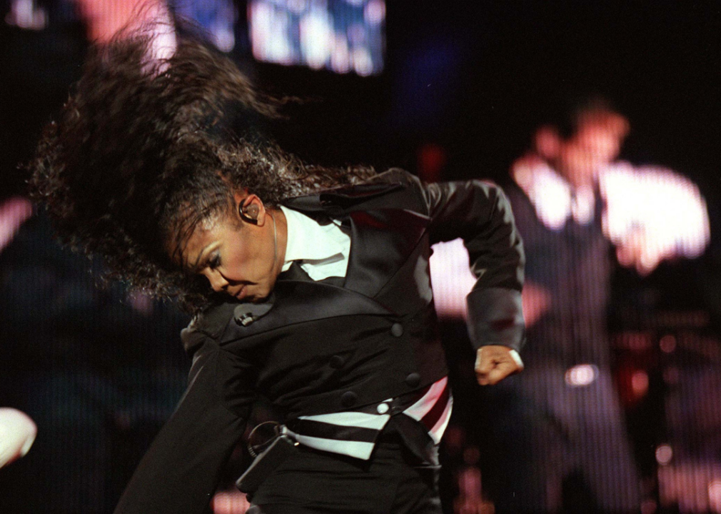 Janet Jackson dances onstage.