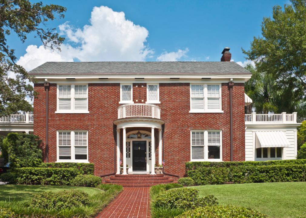 A brick home.