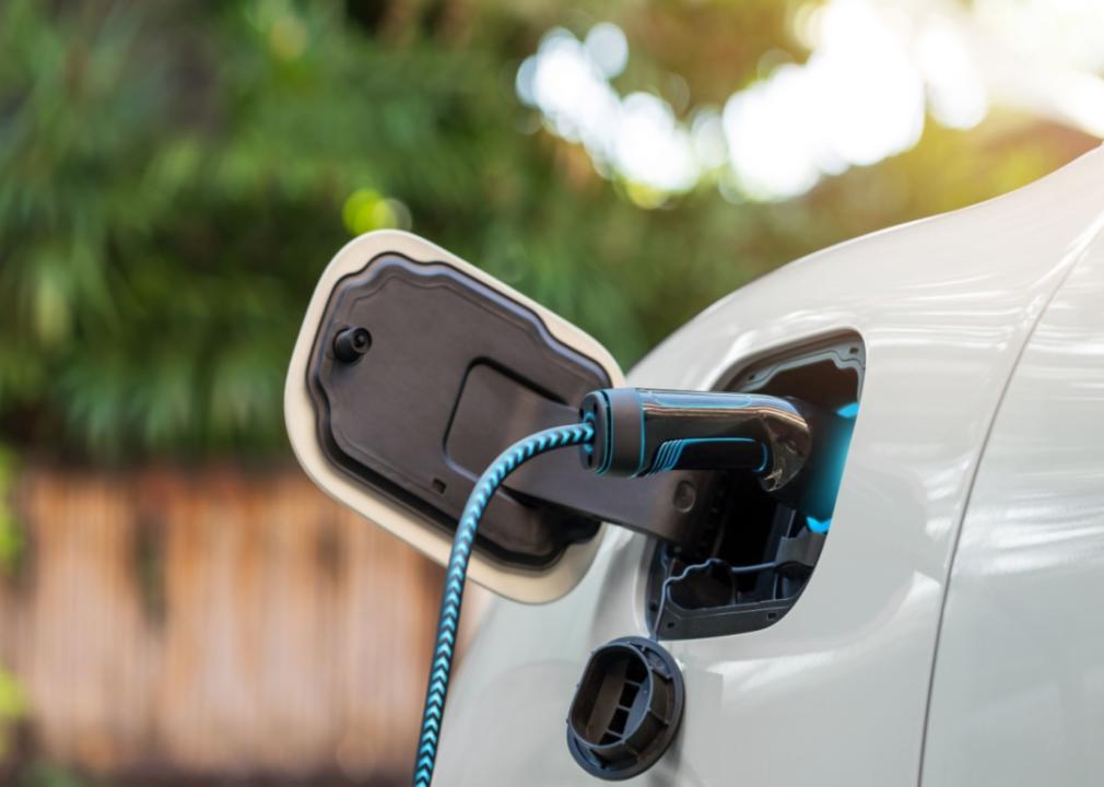 An electric car charging.