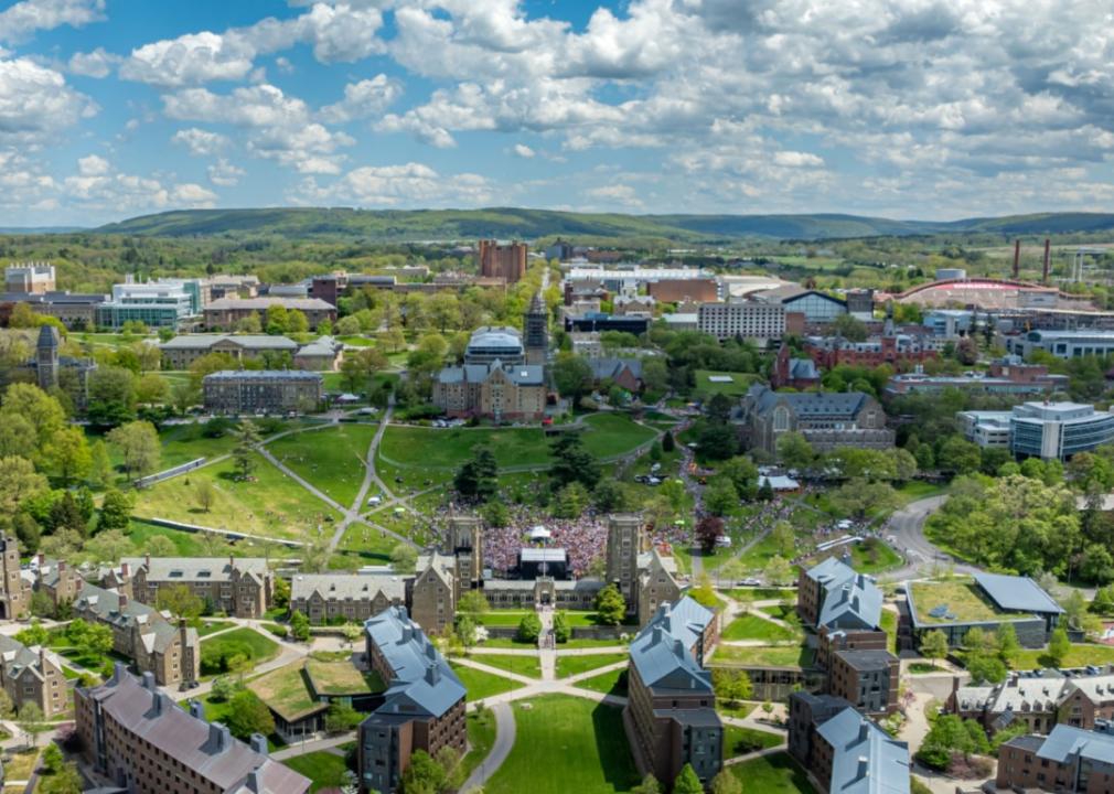 #22. Cornell University An aerial view of Cornell University.