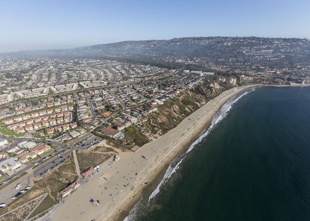 An aerial view of Torrance on the ocean.