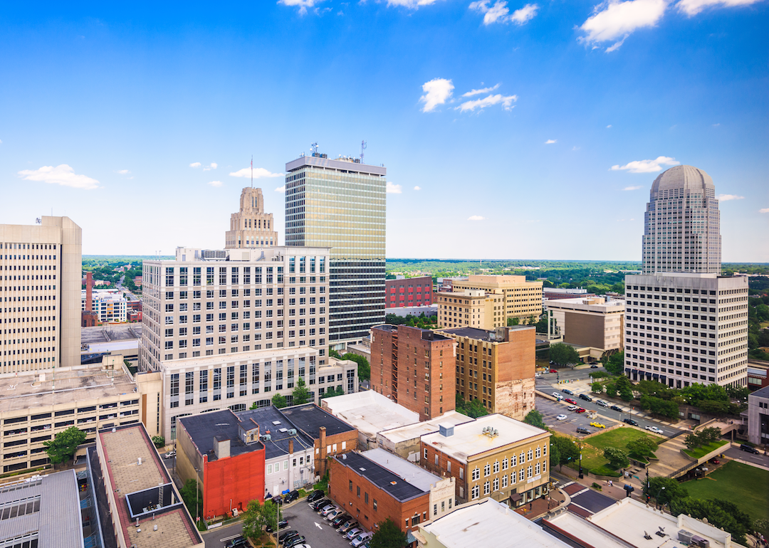 An aerial view of downtown Winston-Salem.