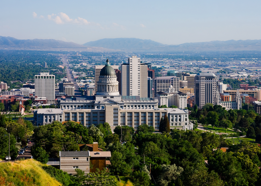 An aerial view of Salt Lake City and the Capitol.