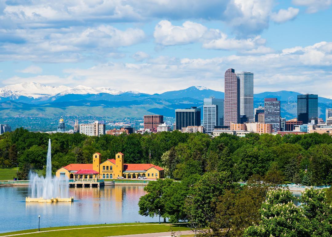 Denver downtown with City Park.