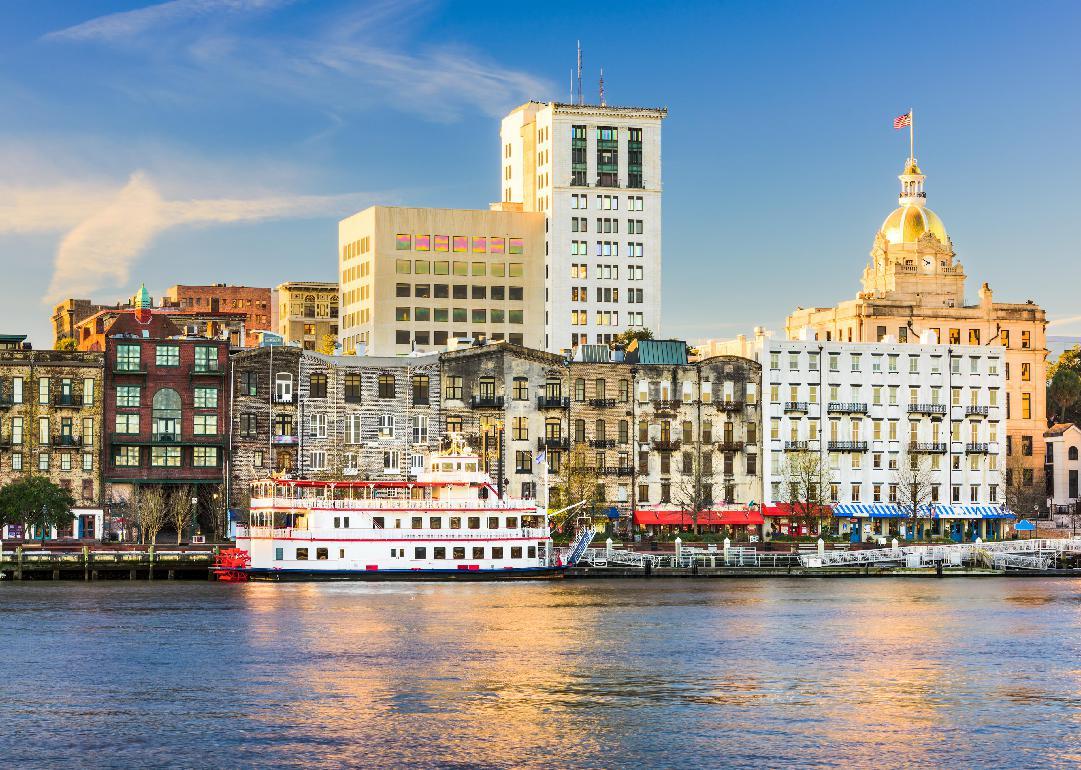 #7. Georgia Savannah riverfront skyline.