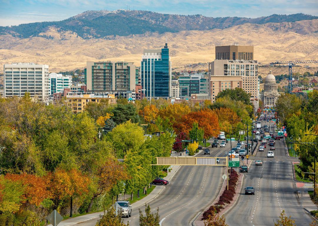 City of trees Boise Idaho with fall colors