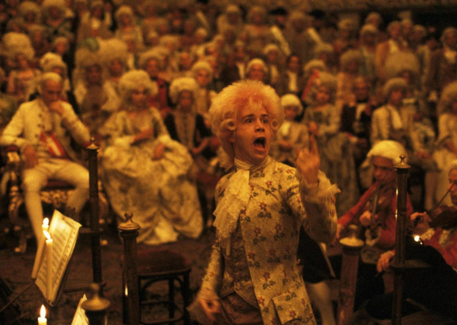 Mozart making a wild face during a show.