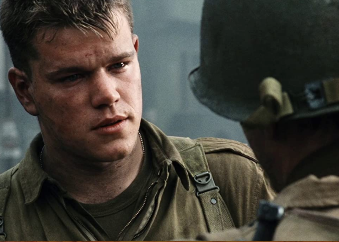 Matt Damon in military clothing.