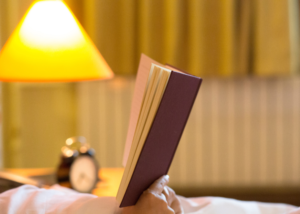 A person reading in bed.
