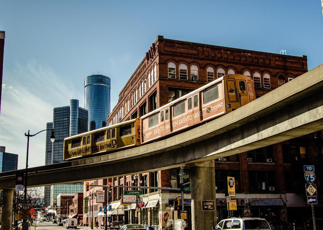 Panorama of the downtown district of Detroit with the Renaissance Center.