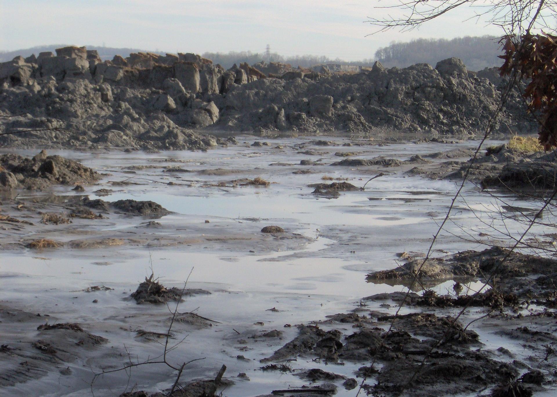 A 25-foot wall of ash near the site of the disaster.