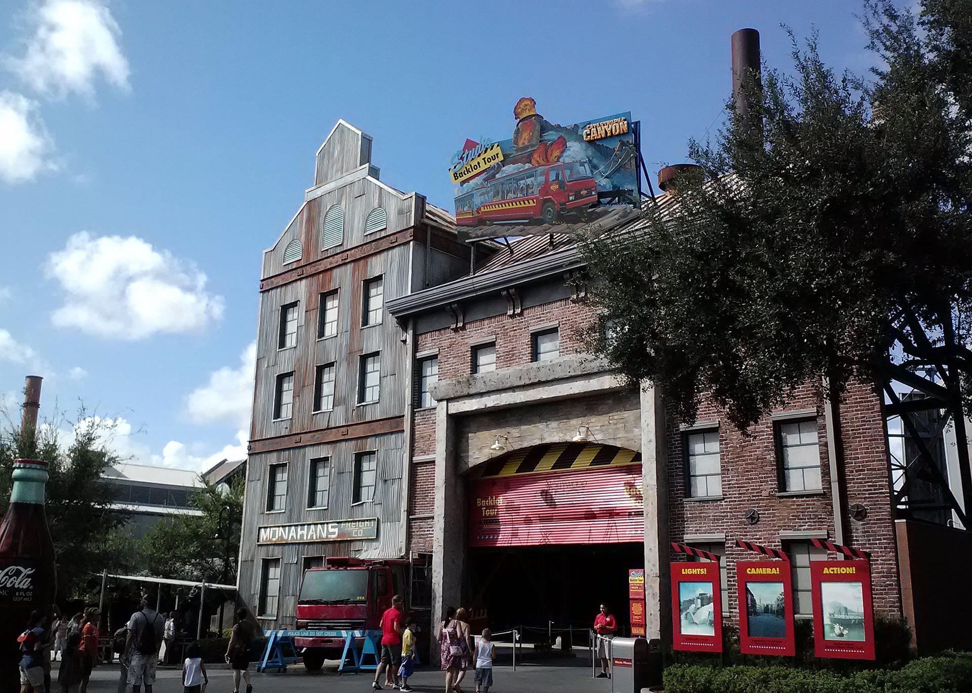 The marquee and entrance to the Studio Backlot Tour attraction