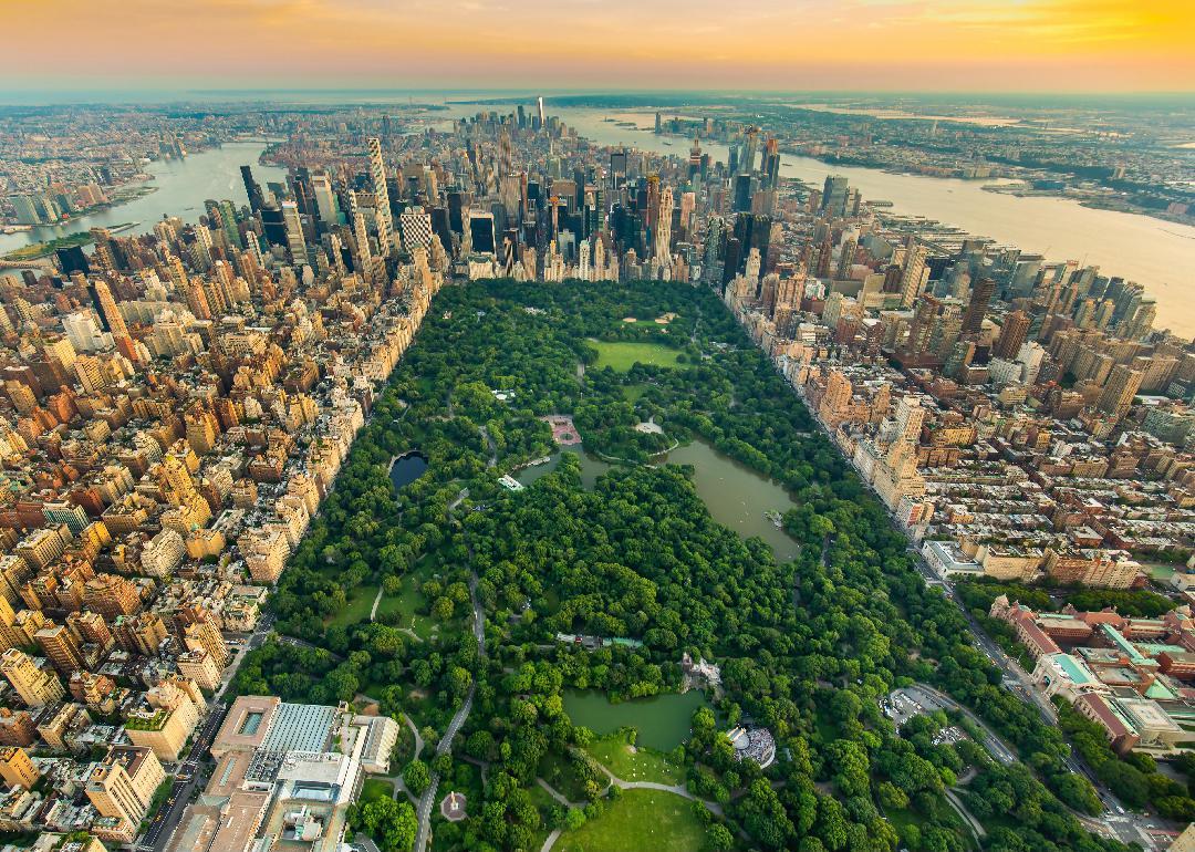 New York Central park aerial view in summer.