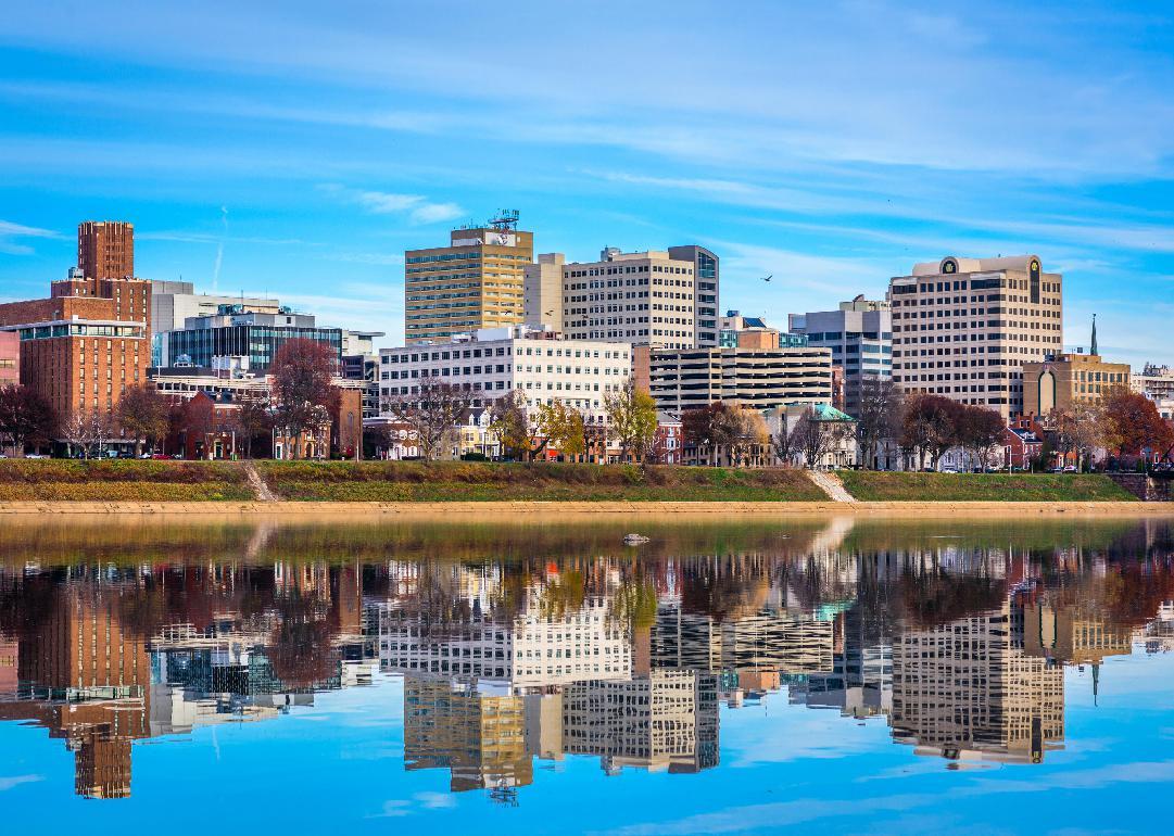 Harrisburg, Pennsylvania skyline on the Susquehanna River.