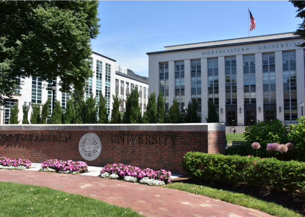 A frontal view of the Northeastern University campus.