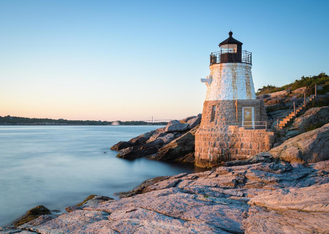 Sunset at Castle Hill Lighthouse on Newport, Rhode Island.