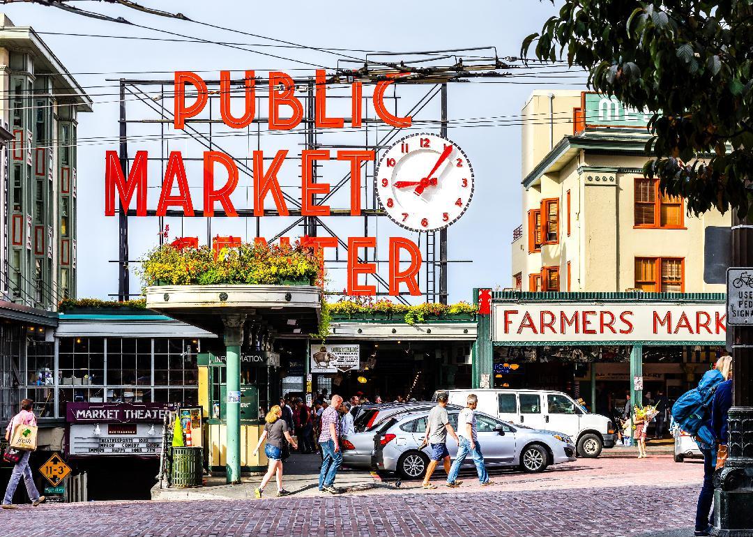 Exterior of Pike Place Market in Seattle.