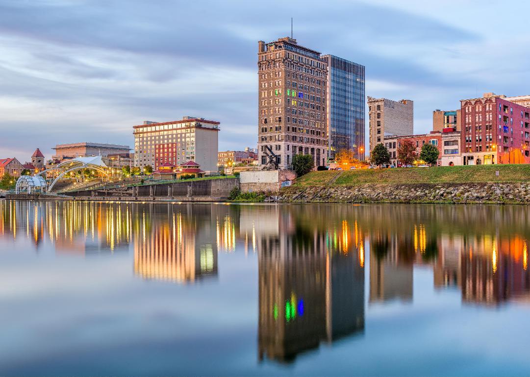 Charleston, West Virginia skyline on the Kanawha River.