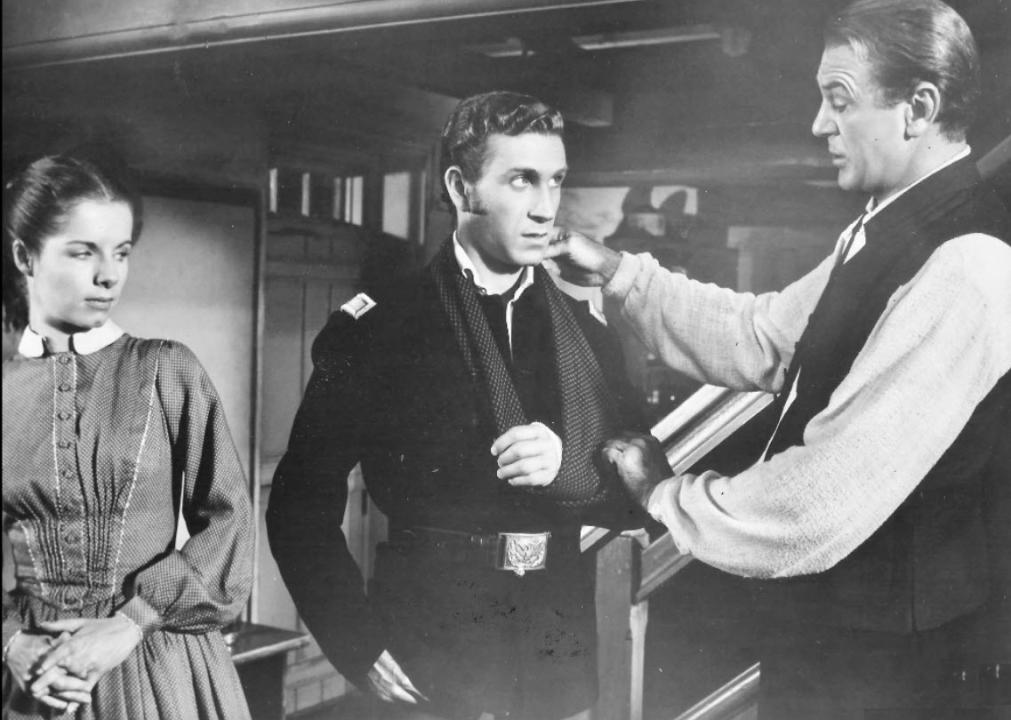 Gary Cooper, Phyllis Love, and Peter Mark Richman in a scene from "Friendly Persuasion"
