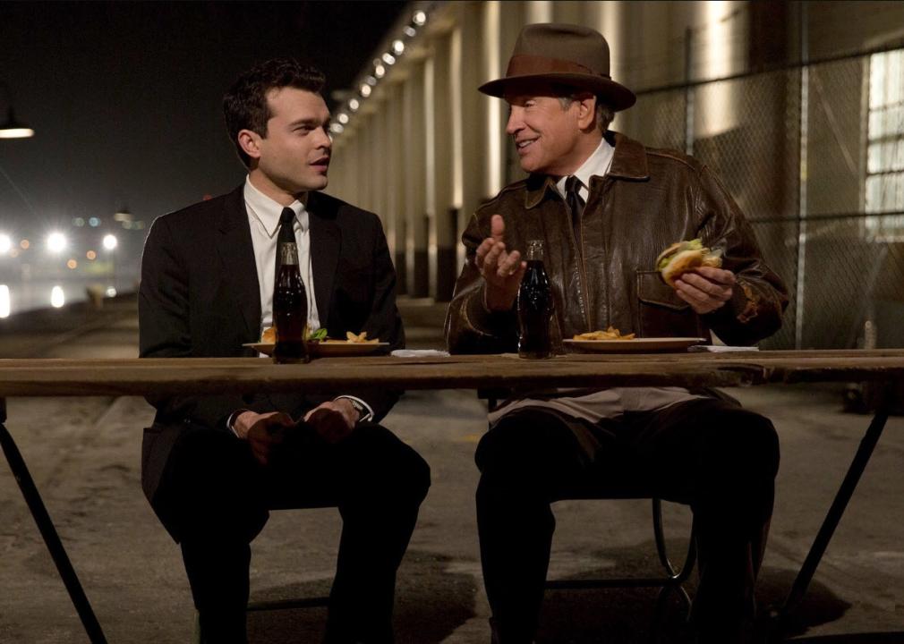 Warren Beatty and Alden Ehrenreich in a scene from "Rules Don't Apply"