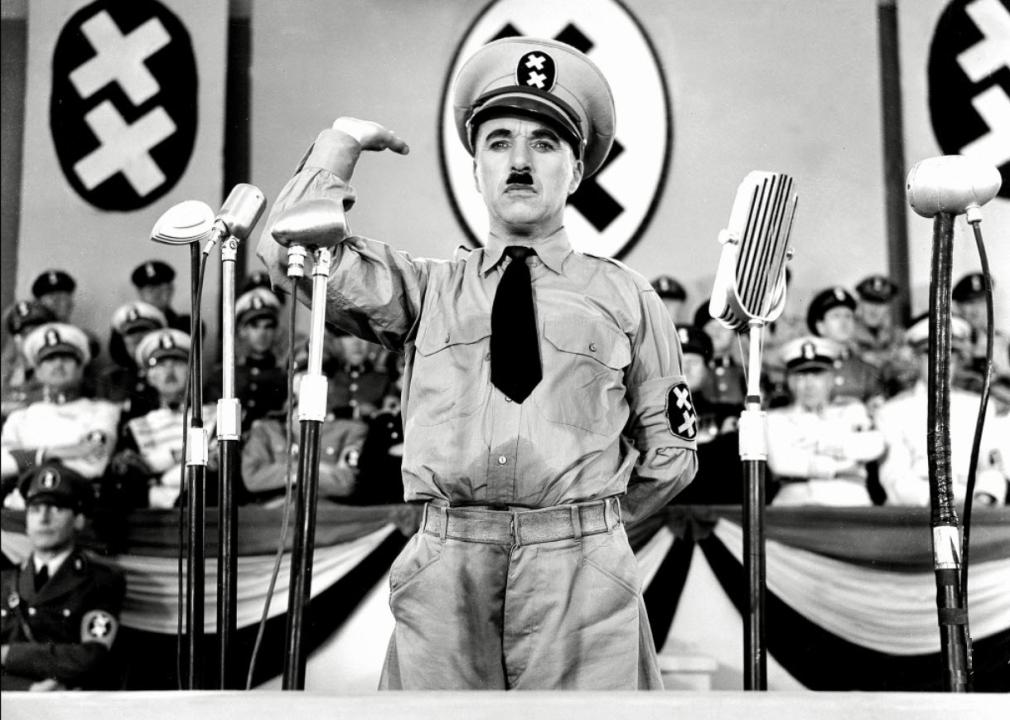 Charlie Chaplin in a scene from "The Great Dictator"