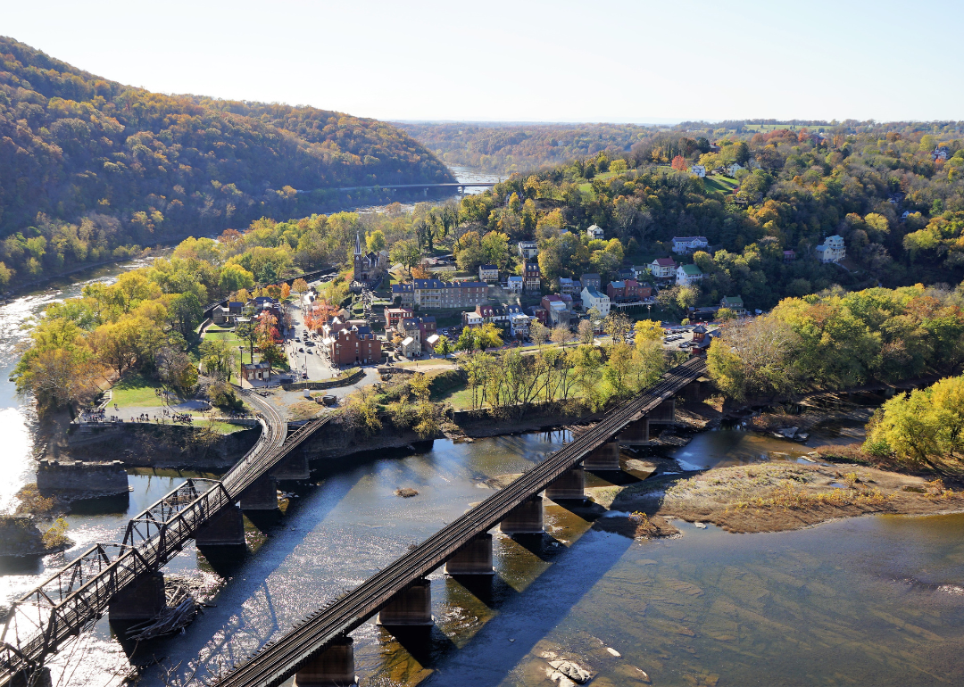 Harper's Ferry, WV homes on the river.