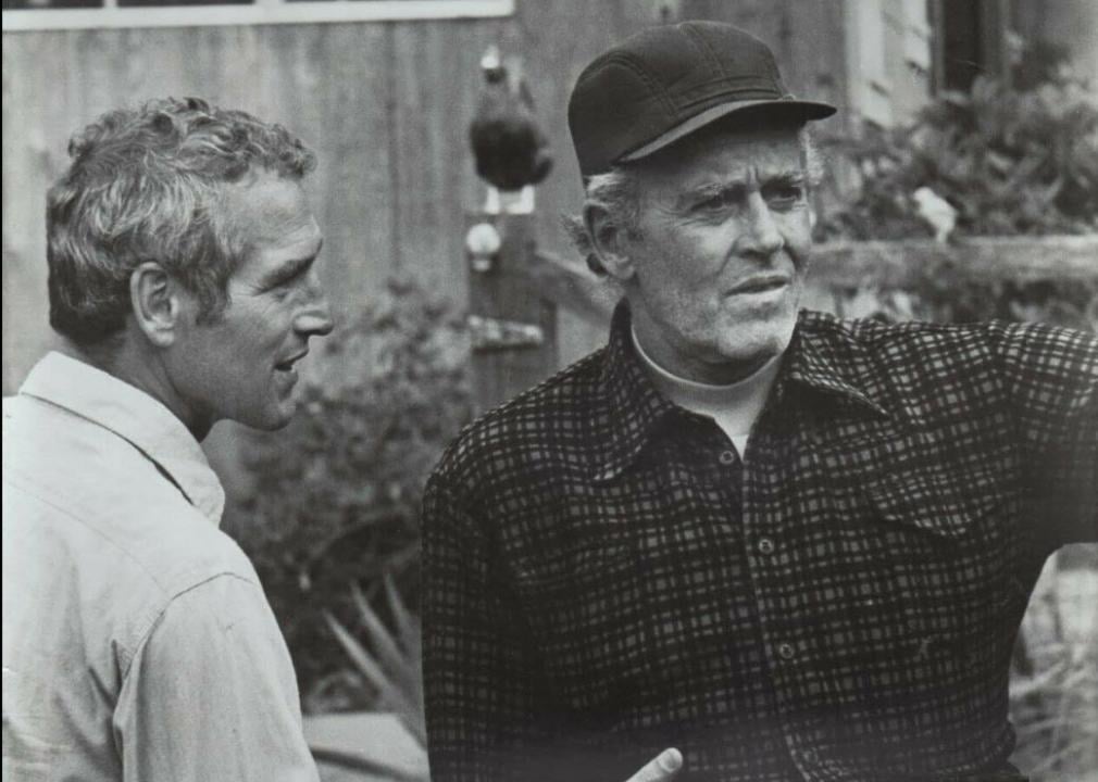 Henry Fonda and Paul Newman in a scene from "Sometimes a Great Notion"