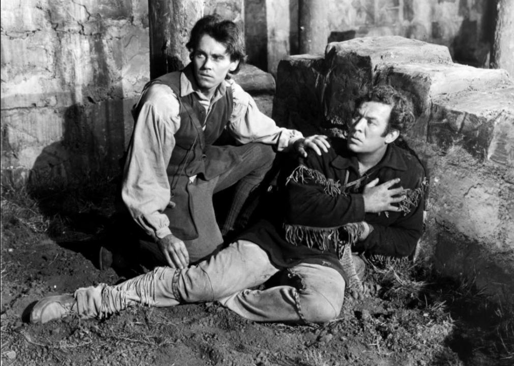 Henry Fonda and Ward Bond in a scene from "Drums Along the Mohawk"