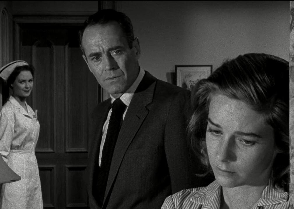 Henry Fonda, M'el Dowd, and Vera Miles in a scene from "The Wrong Man"
