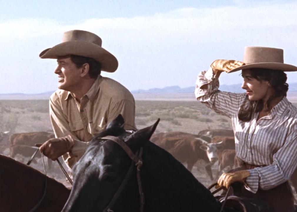 Elizabeth Taylor and Rock Hudson in a scene from "Giant"