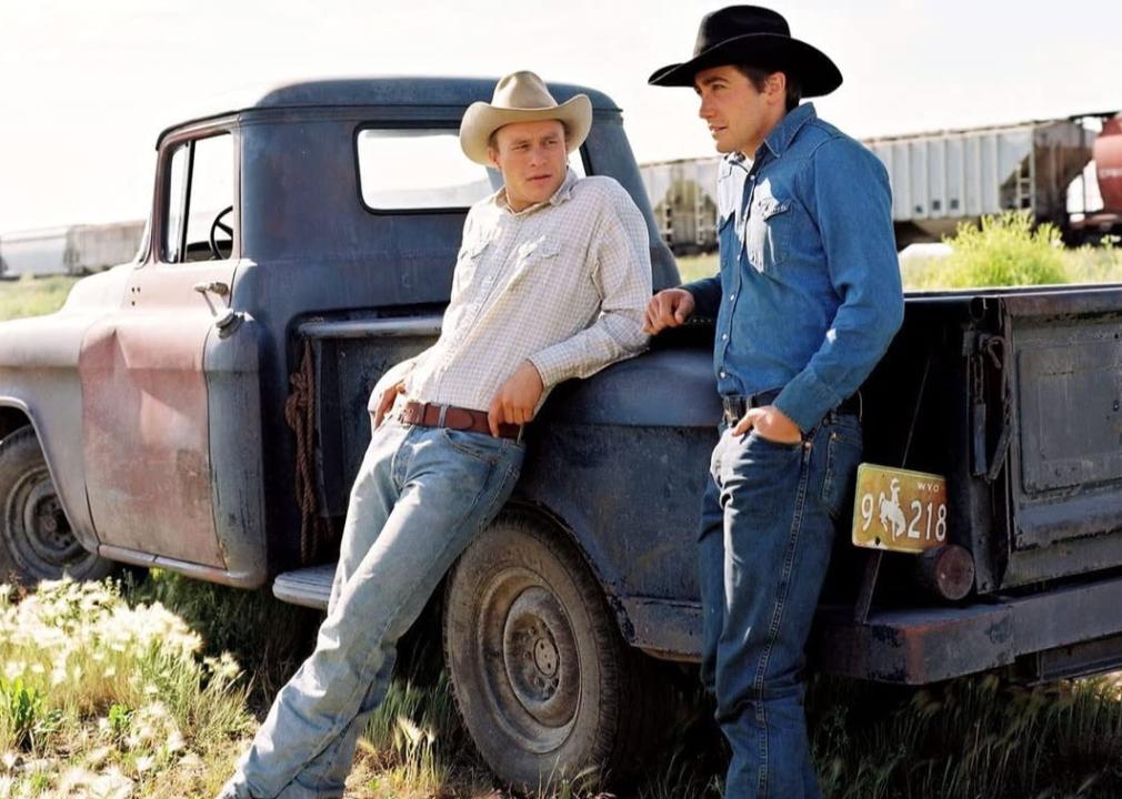 Heath Ledger and Jake Gyllenhaal in a scene from "Brokeback Mountain"