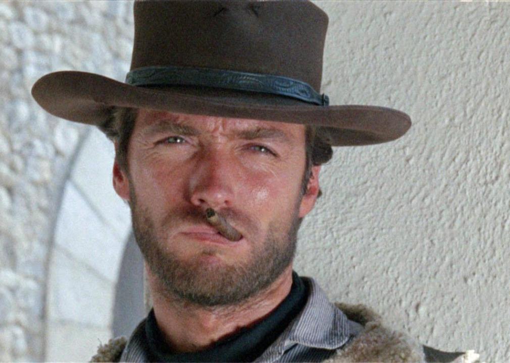 Close up of Clint Eastwood in a scene from "A Fistful of Dollars""