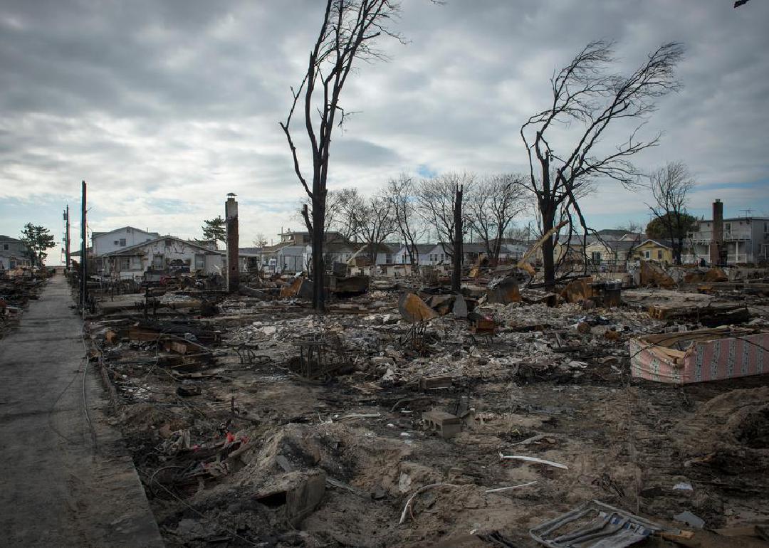 A neighborhood that has been devastated by a natural disaster. 