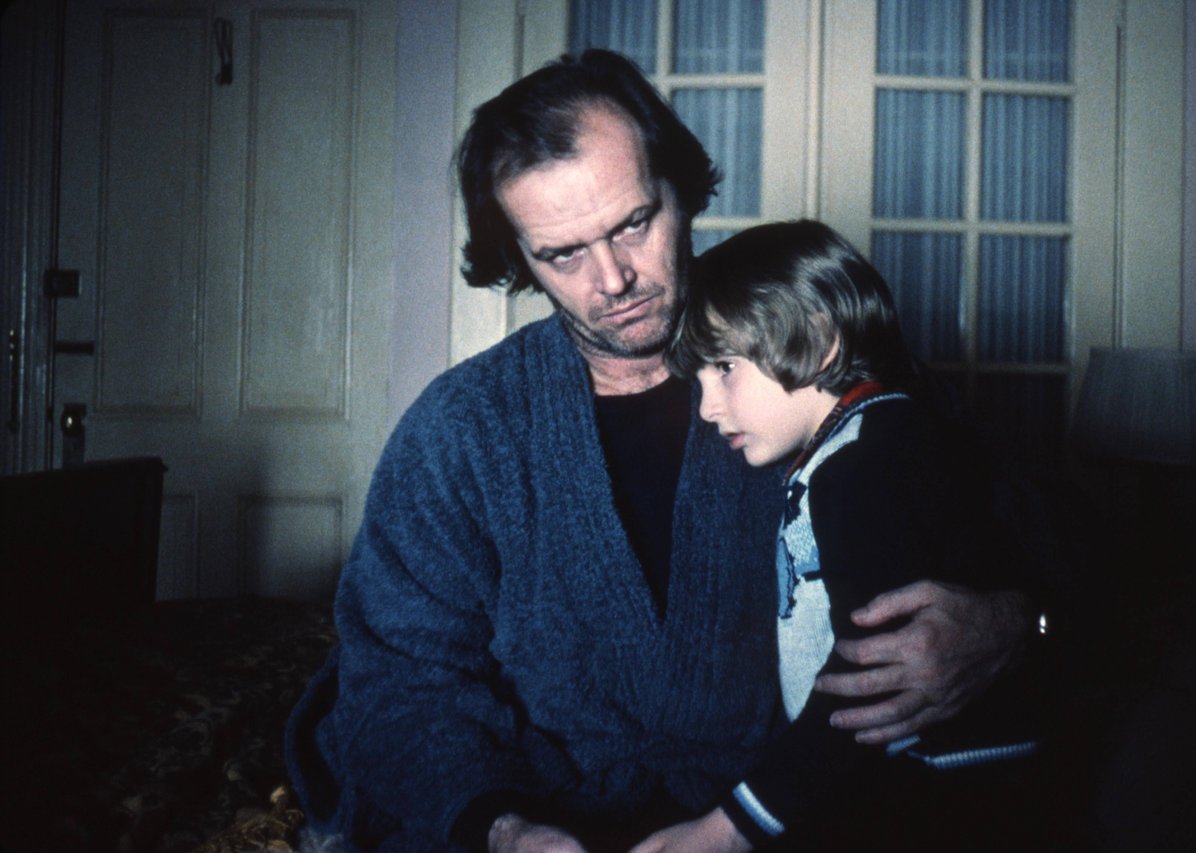 Jack Nicholson and Danny Lloyd on the set of The Shining.