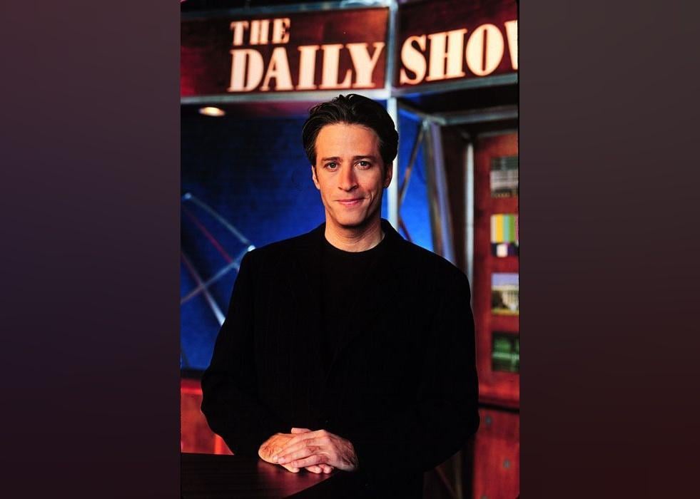 Jon Stewart on the Daily Show set.