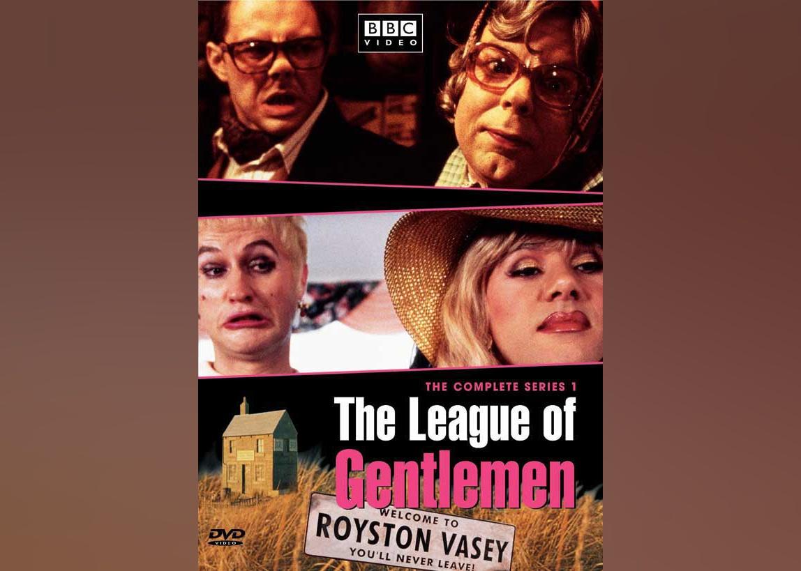 A TV poster for The League of Gentlemen with the two characters in costumes.