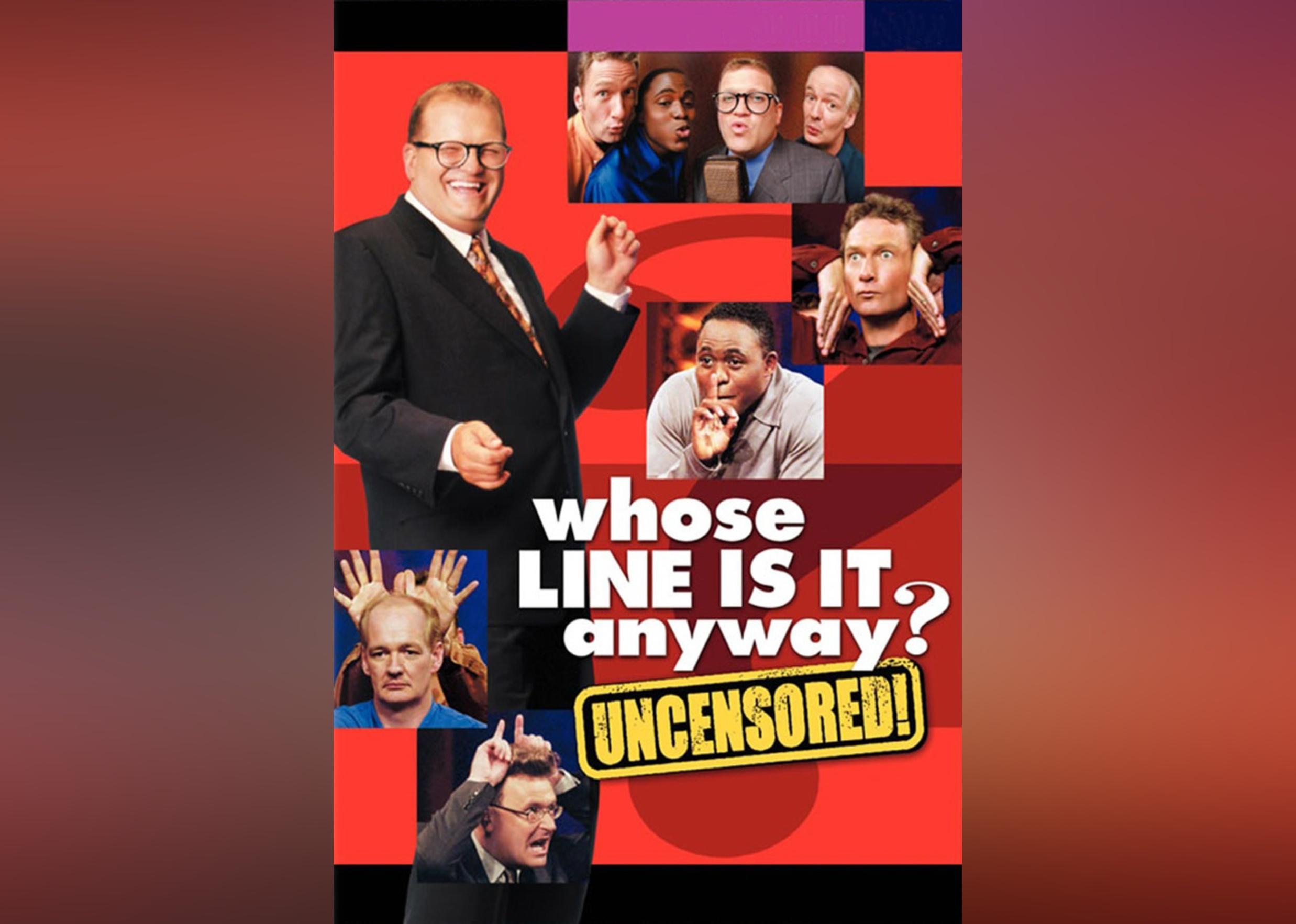 The cast of Whose Line Is It Anyway on a TV poster.