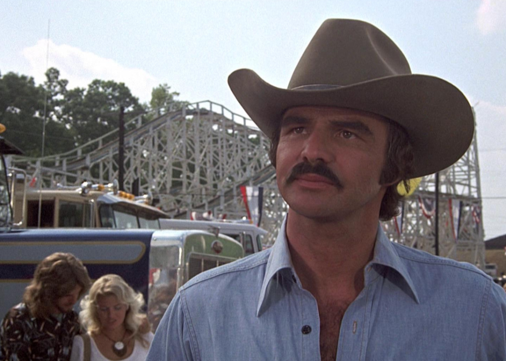 Burt Reynolds in Smokey and the Bandit in front of the truck rodeo.