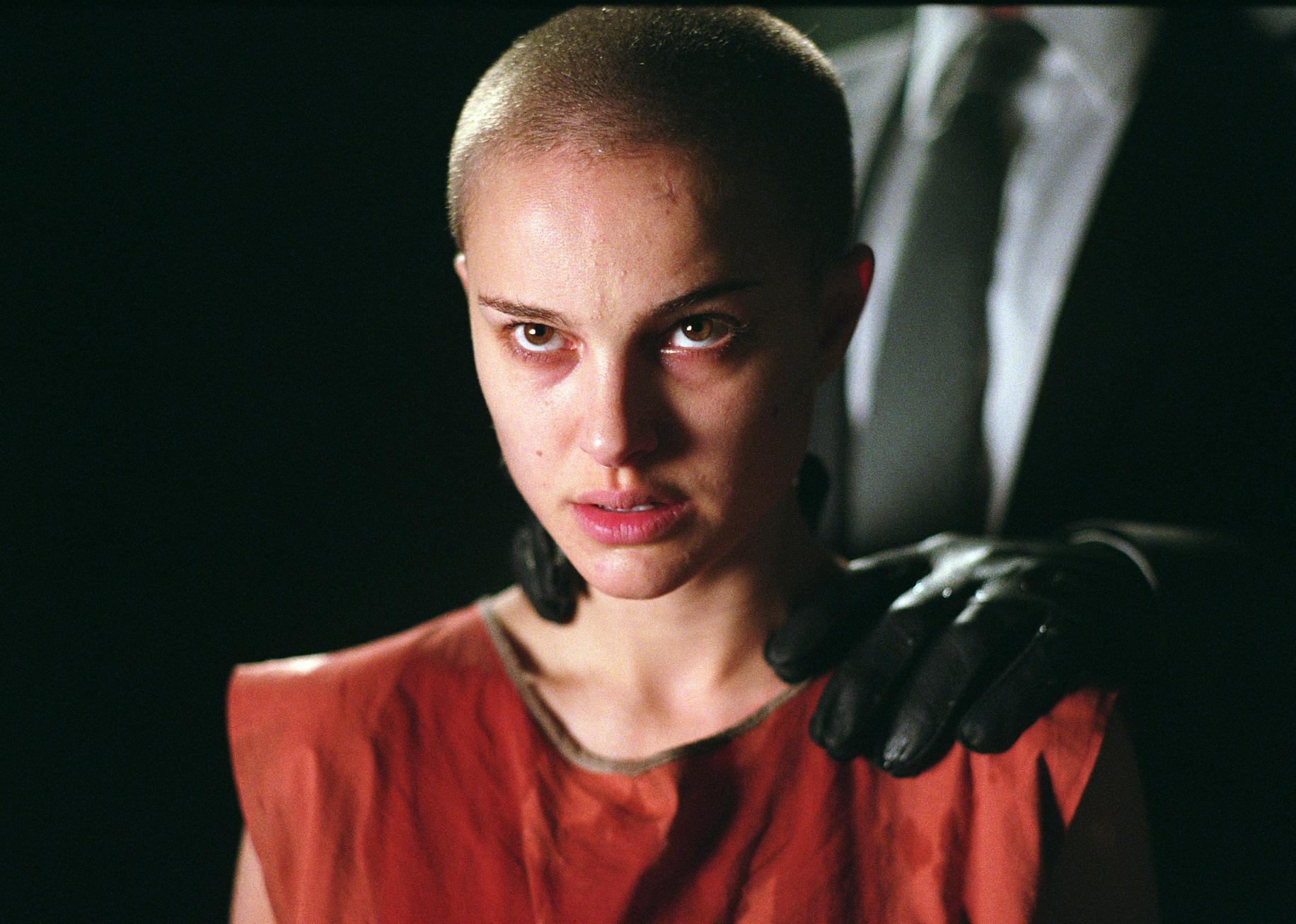 Natalie Portman with a shaved head.