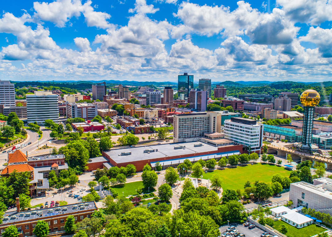 An aerial view of downtown Knoxville.