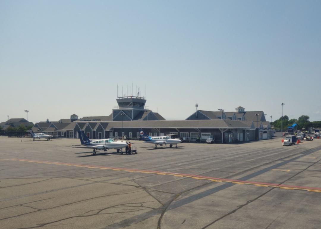The small Nantucket Memorial airport and private planes.