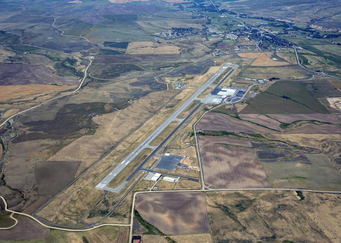 Aerial view of Yampa Valley airport.