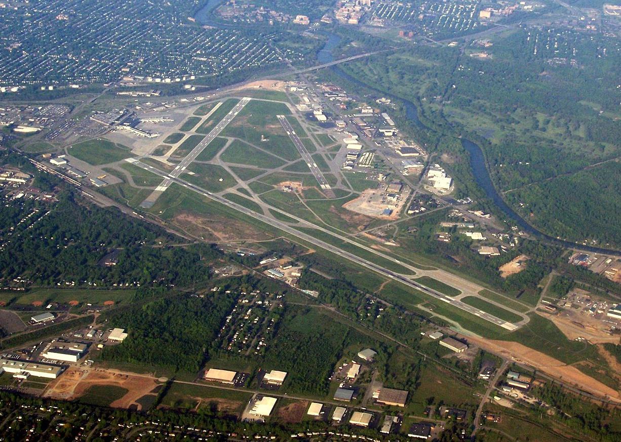 An aerial view of Greater Rochester International airport.